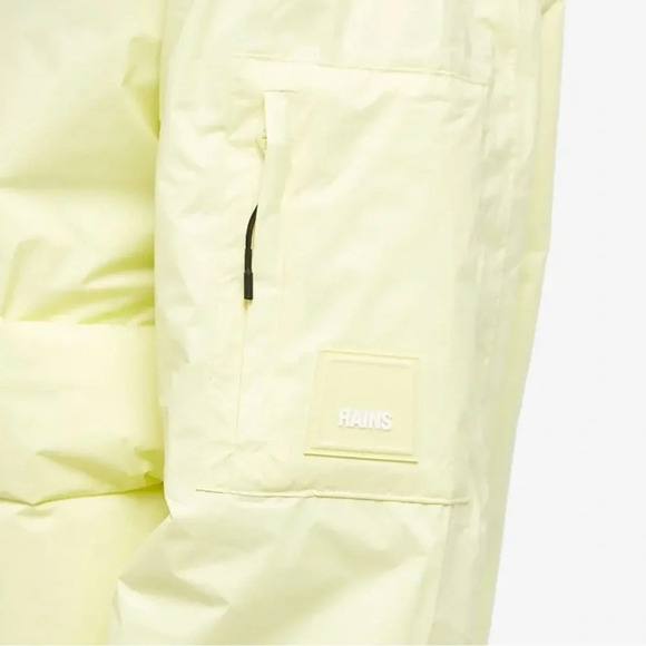 Rains Fuse Bomber Jacket Sz XS Neon Yellow Puffer Coat - Picture 6 of 7